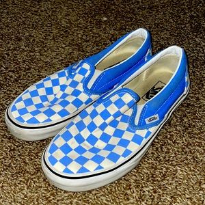 Blue and white checkered vans